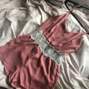 pink laced jumpsuit